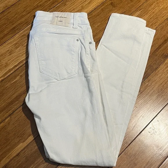 Zara Women's Crisp White Skinny Jeans Sz 26 - Picture 7 of 8